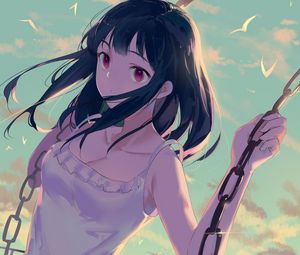 Preview wallpaper girl, dress, swing, anime, art
