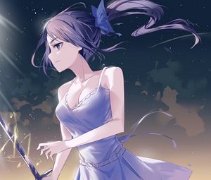 Preview wallpaper girl, dress, sword, anime, art, cartoon