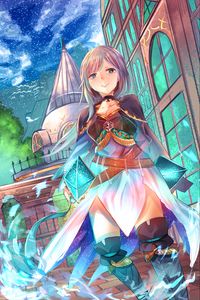 Preview wallpaper girl, dress, sword, fantasy, anime, art