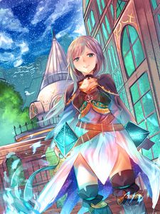 Preview wallpaper girl, dress, sword, fantasy, anime, art