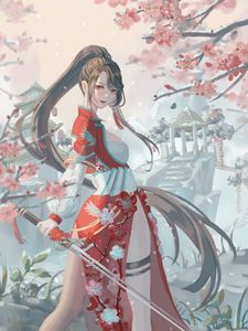 Preview wallpaper girl, dress, sword, anime