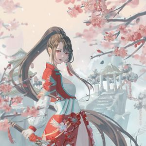 Preview wallpaper girl, dress, sword, anime