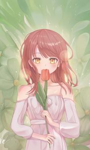 Preview wallpaper girl, dress, tulip, anime