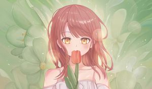 Preview wallpaper girl, dress, tulip, anime