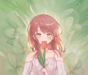 Preview wallpaper girl, dress, tulip, anime