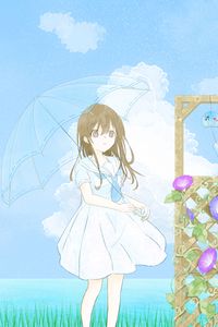 Preview wallpaper girl, dress, umbrella, glance, anime