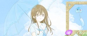 Preview wallpaper girl, dress, umbrella, glance, anime