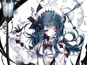 Preview wallpaper girl, dress, watch, anime, art