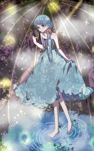 Preview wallpaper girl, dress, water, touch, anime