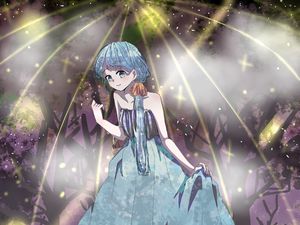 Preview wallpaper girl, dress, water, touch, anime