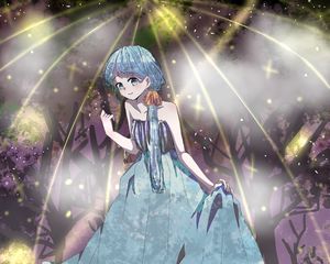 Preview wallpaper girl, dress, water, touch, anime