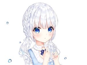 Preview wallpaper girl, dress, water, anime, art, blue