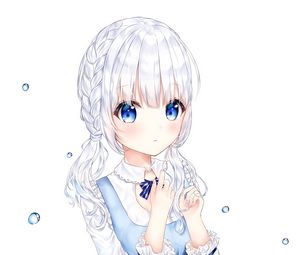 Preview wallpaper girl, dress, water, anime, art, blue