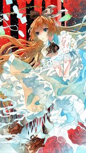 Preview wallpaper girl, dress, watercolor, anime