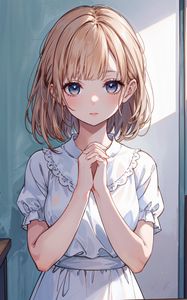 Preview wallpaper girl, dress, white, light, anime, art