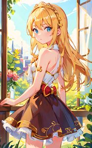 Preview wallpaper girl, dress, window, anime