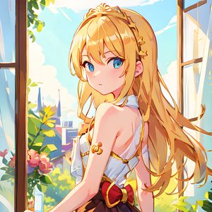 Preview wallpaper girl, dress, window, anime