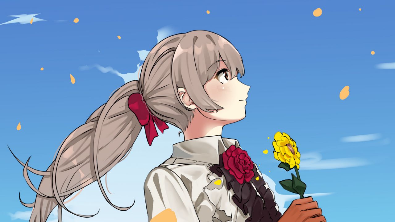Wallpaper girl, dresses, flowers, anime