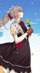 Preview wallpaper girl, dresses, flowers, anime
