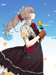 Preview wallpaper girl, dresses, flowers, anime