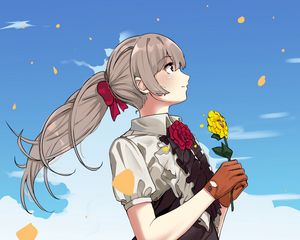 Preview wallpaper girl, dresses, flowers, anime