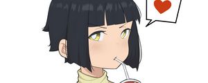Preview wallpaper girl, drink, heart, anime