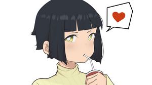 Preview wallpaper girl, drink, heart, anime