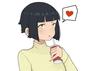 Preview wallpaper girl, drink, heart, anime