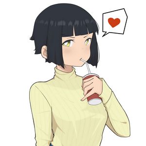 Preview wallpaper girl, drink, heart, anime
