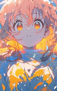 Preview wallpaper girl, drops, bubbles, water, anime