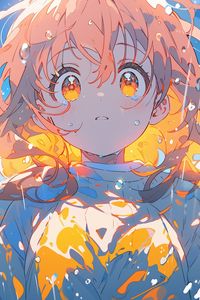 Preview wallpaper girl, drops, bubbles, water, anime