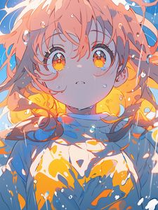 Preview wallpaper girl, drops, bubbles, water, anime