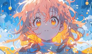 Preview wallpaper girl, drops, bubbles, water, anime