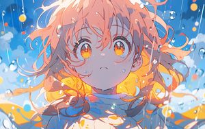 Preview wallpaper girl, drops, bubbles, water, anime