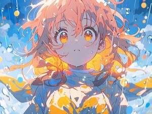 Preview wallpaper girl, drops, bubbles, water, anime