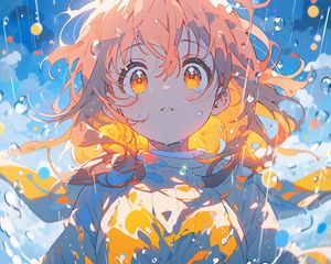 Preview wallpaper girl, drops, bubbles, water, anime