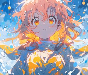 Preview wallpaper girl, drops, bubbles, water, anime