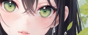 Preview wallpaper girl, drops, leaves, art, anime