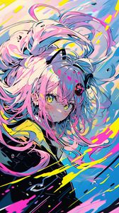 Preview wallpaper girl, drops, paint, bright, anime