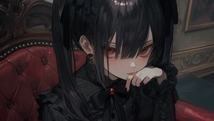 Preview wallpaper girl, earrings, dark, art, anime