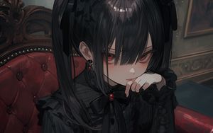 Preview wallpaper girl, earrings, dark, art, anime
