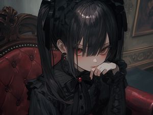 Preview wallpaper girl, earrings, dark, art, anime