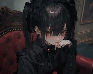 Preview wallpaper girl, earrings, dark, art, anime