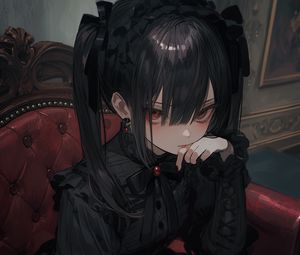 Preview wallpaper girl, earrings, dark, art, anime