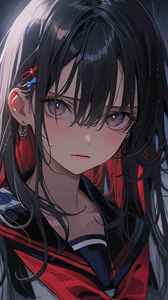 Preview wallpaper girl, earrings, hairpins, portrait, anime