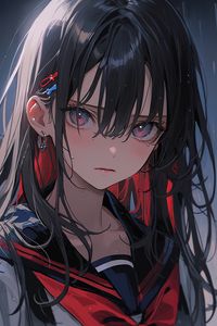 Preview wallpaper girl, earrings, hairpins, portrait, anime