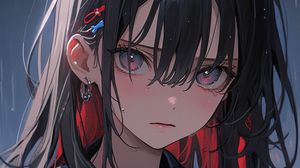 Preview wallpaper girl, earrings, hairpins, portrait, anime