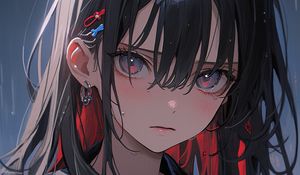 Preview wallpaper girl, earrings, hairpins, portrait, anime