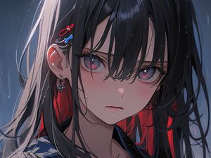 Preview wallpaper girl, earrings, hairpins, portrait, anime