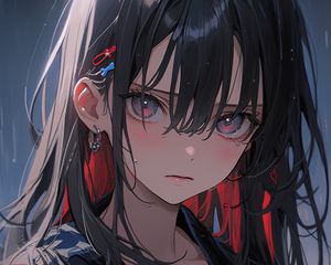 Preview wallpaper girl, earrings, hairpins, portrait, anime